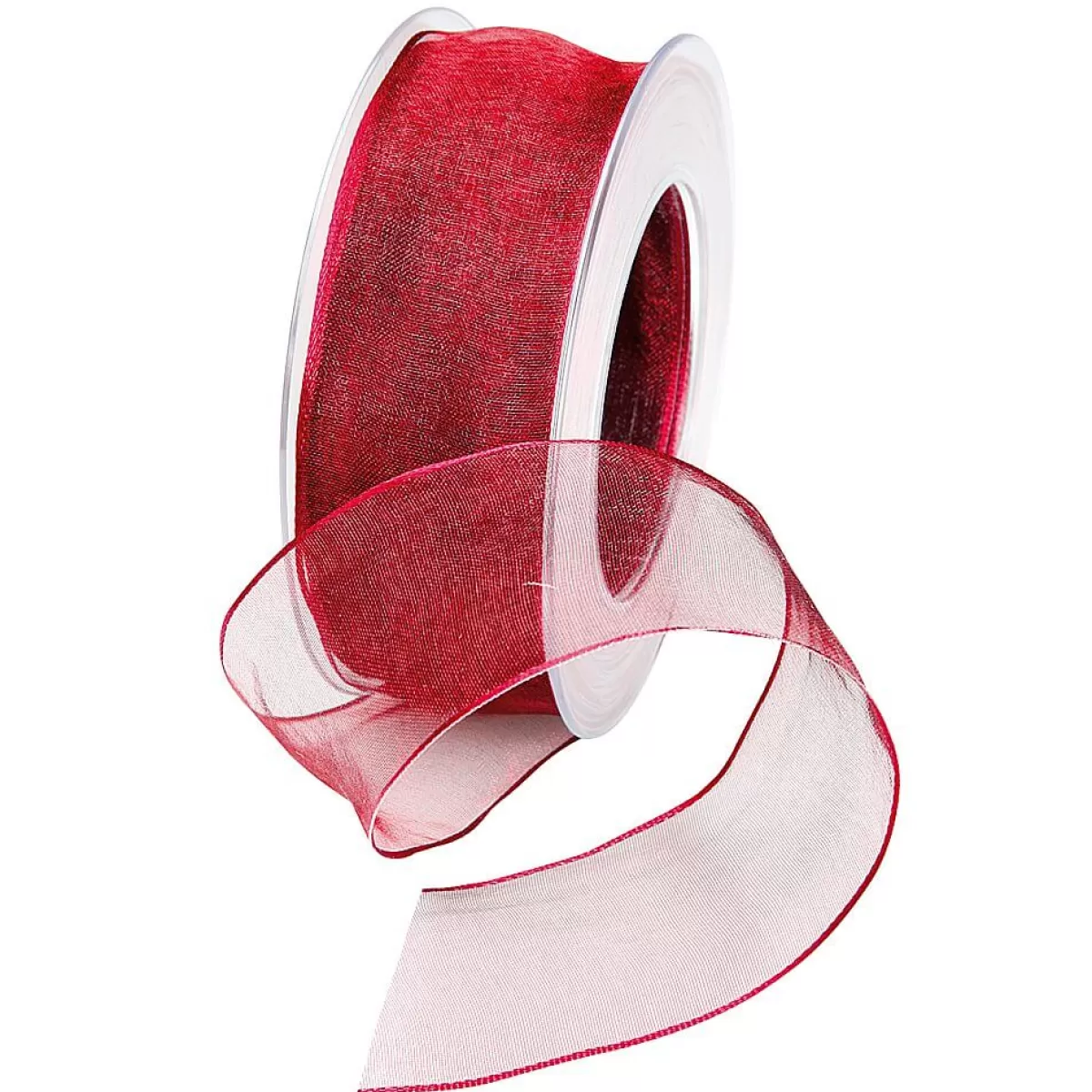 Online DecoWoerner Chiffonband Mit Draht Bordeaux 25 Mm Breit, 20 M rot