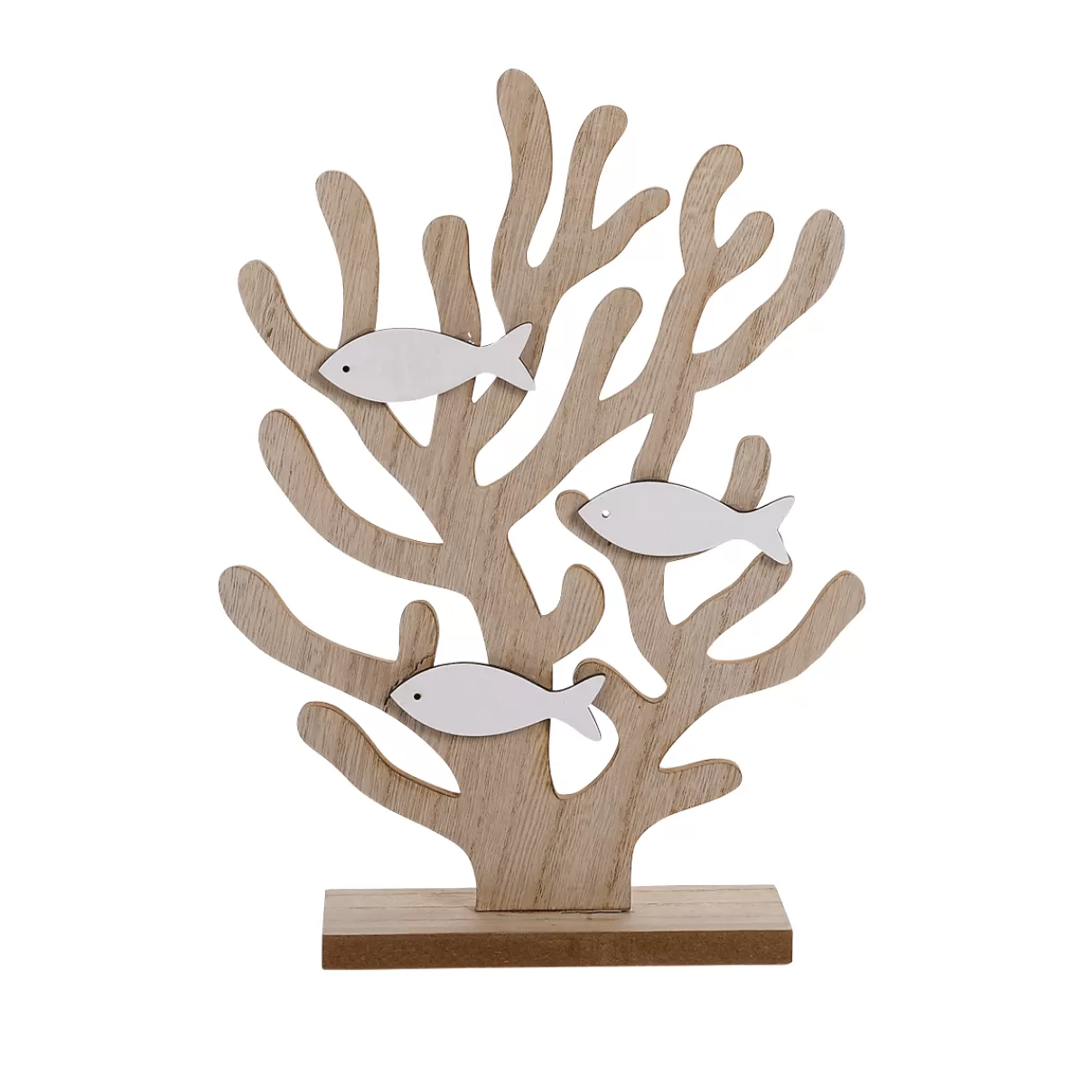Sale DecoWoerner Deko-Korallen-Holz-Aufsteller Mit Fischen 22 X 6 X 30 Cm Naturholz
