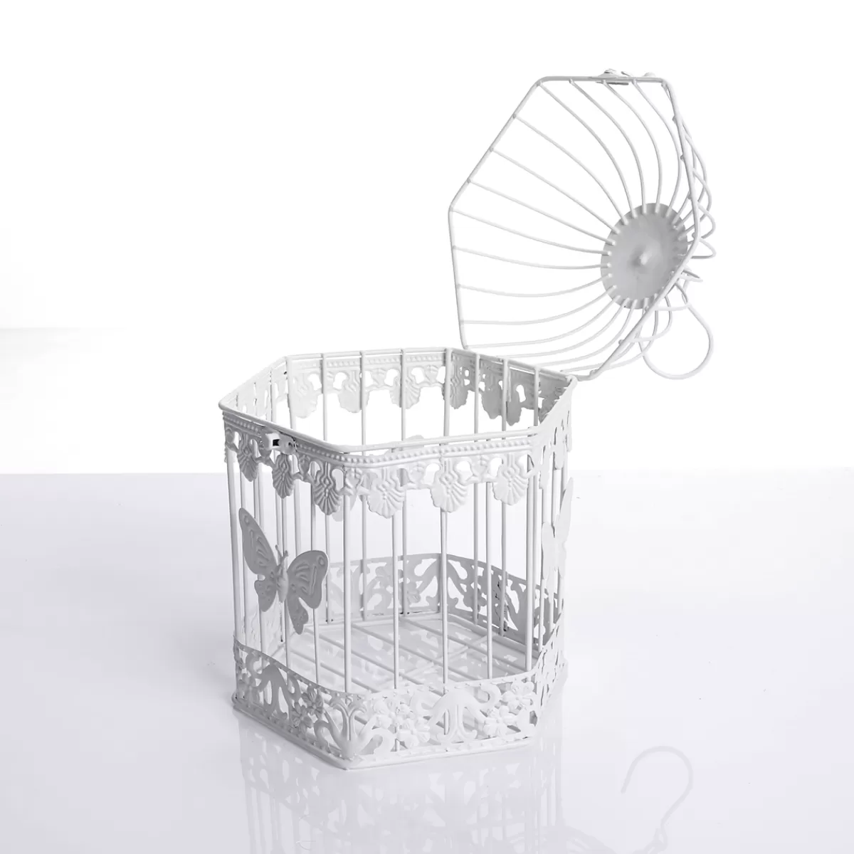 Outlet DecoWoerner Dekoratives Metall-Vogelkäfig-Set 2 Stück 48 X 26 X 23 Cm - 41 X 21 X 18 Cm weiß