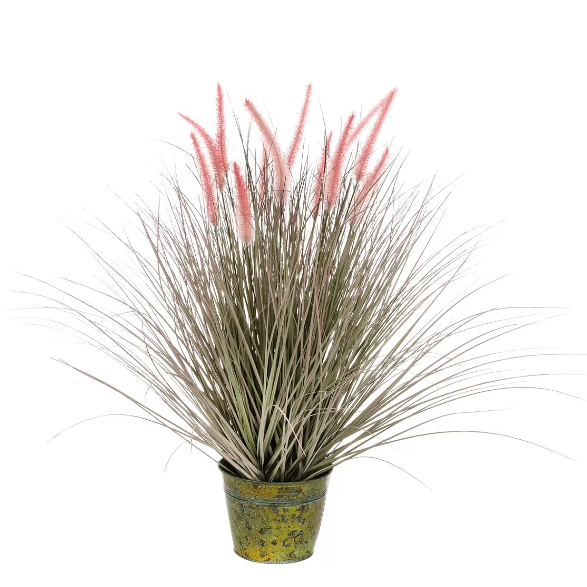 New DecoWoerner Feines Deko-Federborstengras In Silber- Im Edlen Zinktopf 70 Cm rosa