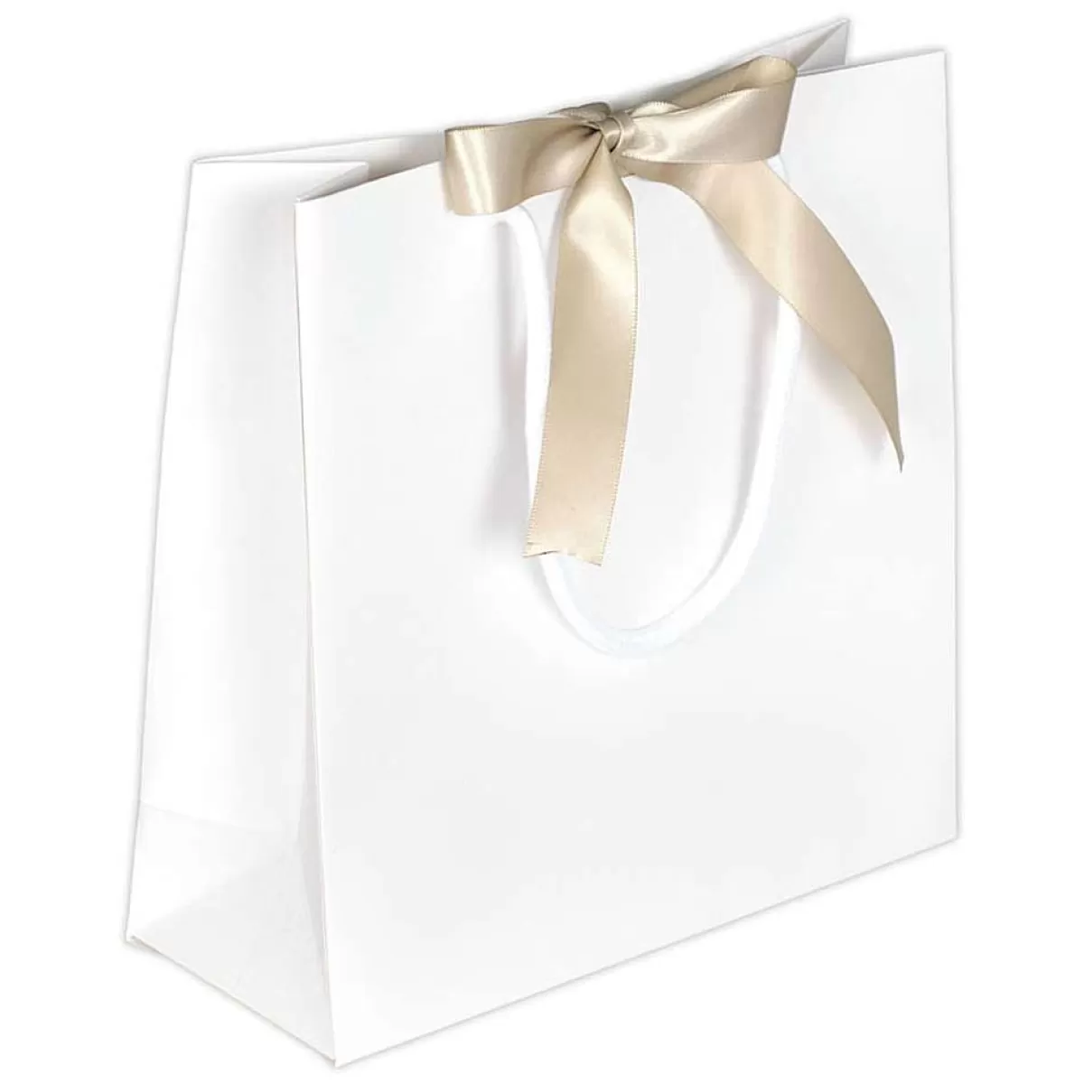 Cheap DecoWoerner Geschenktaschen, 20 X 20 X 8 Cm 25 Stück, 200 G M² Mit Satinschleife weiß