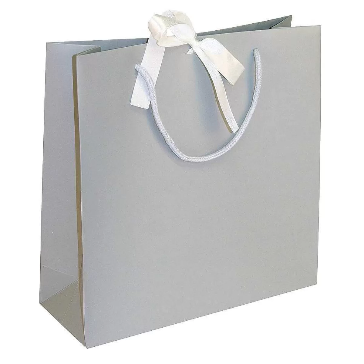 Discount DecoWoerner Geschenktaschen, 27,5 X 27,5 Cm, 25 Stück 200g/m², Mit Passender Satinschleife Grau