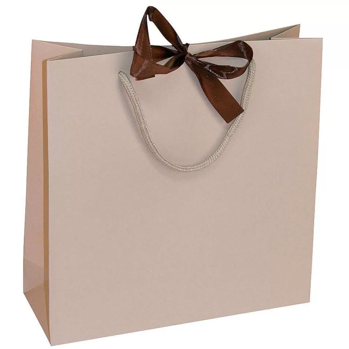Discount DecoWoerner Geschenktaschen, 27,5 X 27,5 Cm, Sand 25 Stück, 200g/m², Mit Passender Satinschleife braun