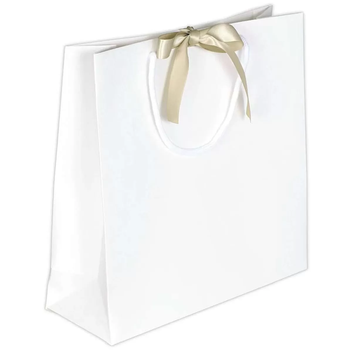 Shop DecoWoerner Geschenktaschen, 27,5 X 27,5 Cm, 25 Stück 200g/m², Mit Passender Satinschleife weiß