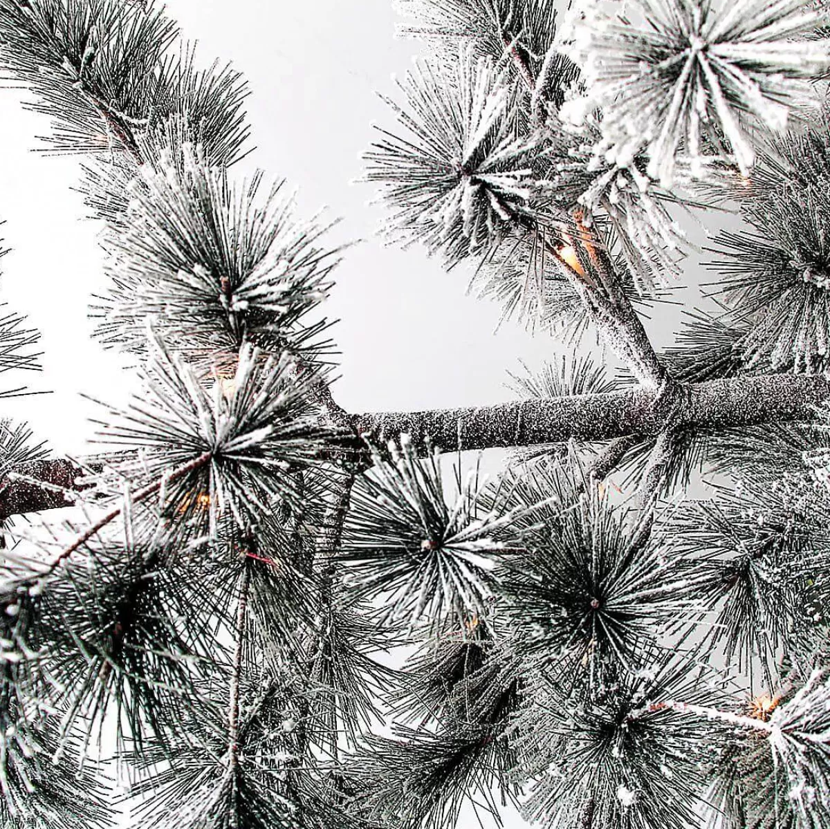 Cheap DecoWoerner Hängender, Künstlicher Weihnachtsbaum Kiefer Mit Beeisten Nadeln Und LED 300 Cm weiß