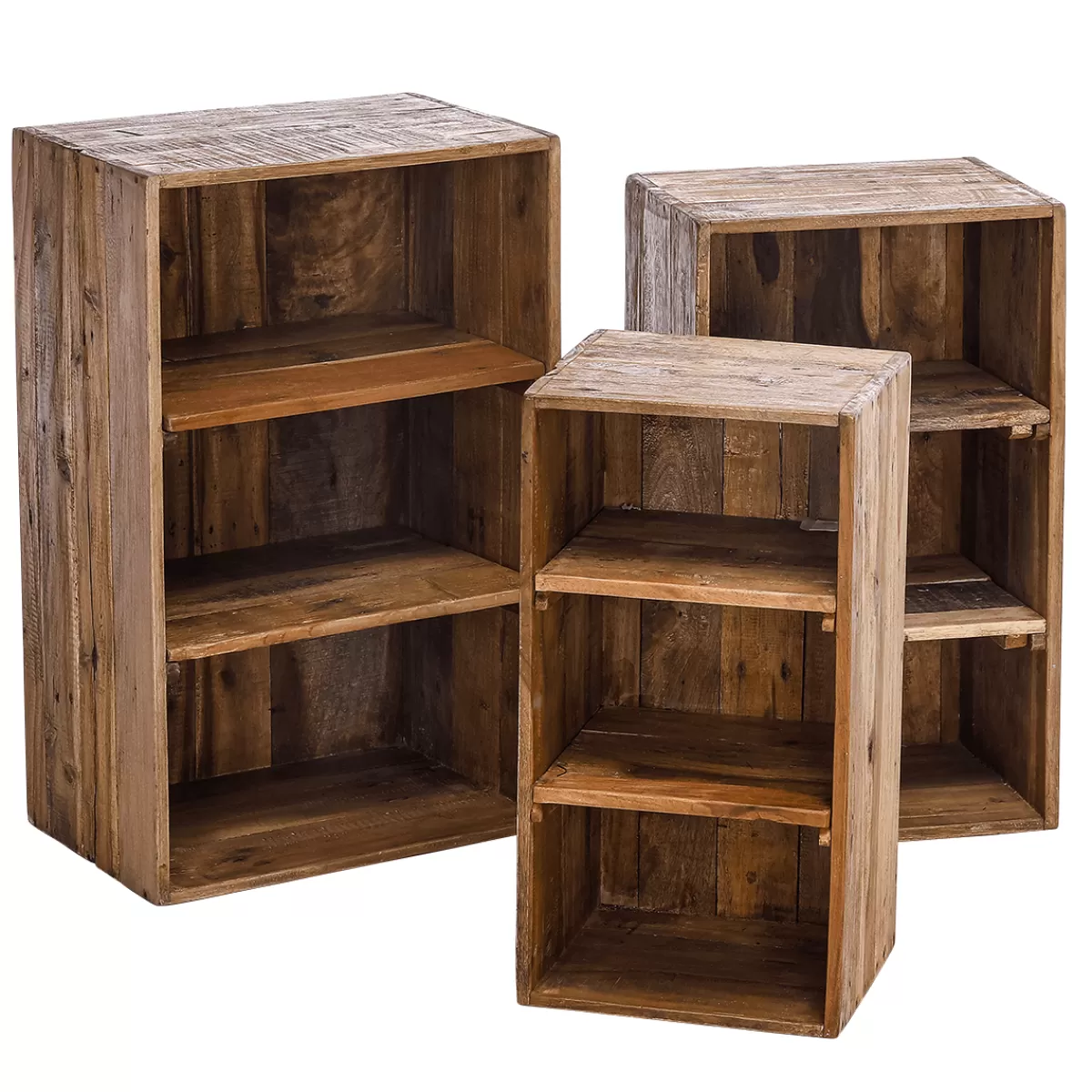Cheap DecoWoerner Holz Deko Regale 3 Stück, 50 Cm, 65 Cm, 70 Cm Hoch Naturholz