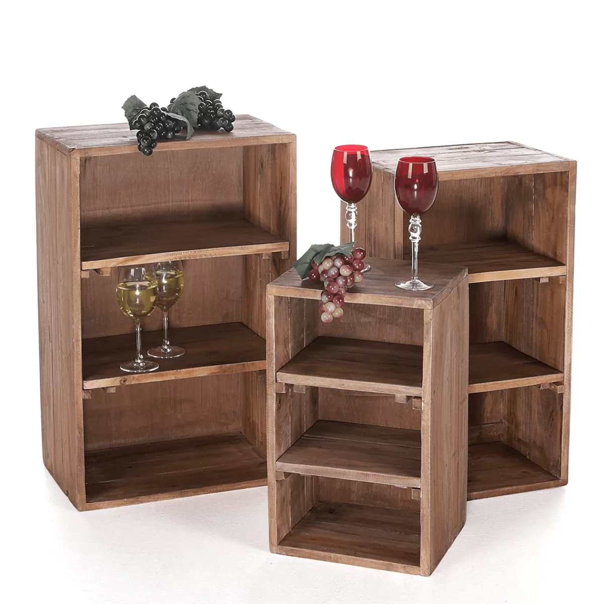 Cheap DecoWoerner Holz Deko Regale 3 Stück, 50 Cm, 65 Cm, 70 Cm Hoch Naturholz