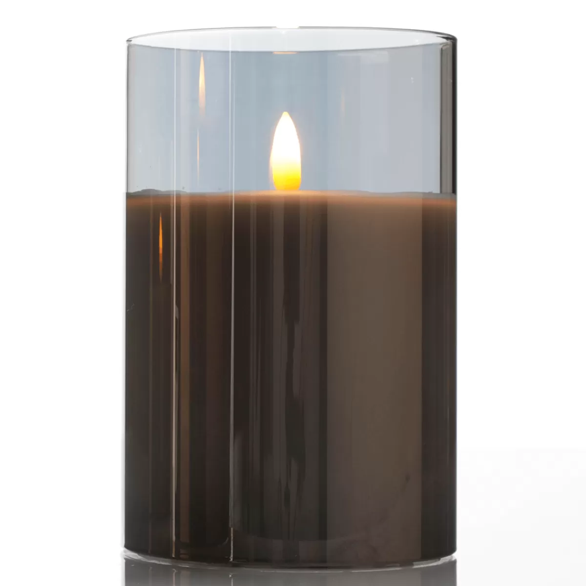 Clearance DecoWoerner LED-Kerze Aus Wachs Im Rauchen Glas 10 X 15 Cm Grau