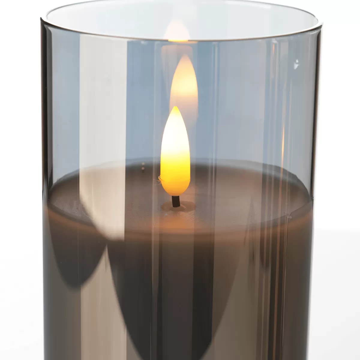Clearance DecoWoerner LED-Kerze Aus Wachs Im Rauchen Glas 10 X 15 Cm Grau