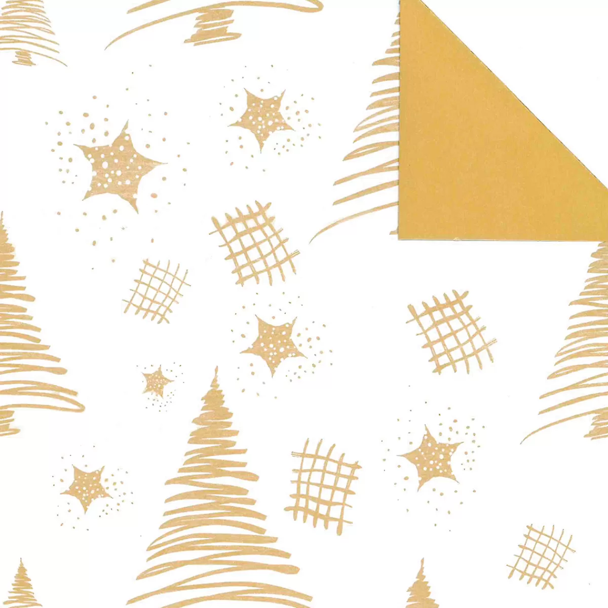 New DecoWoerner Nachhaltiges, Doppelseitiges Weihnachts-Geschenkpapier Mit Tannenbäumen & Sternen In – 50 M Geschenkpapier-Rolle gold