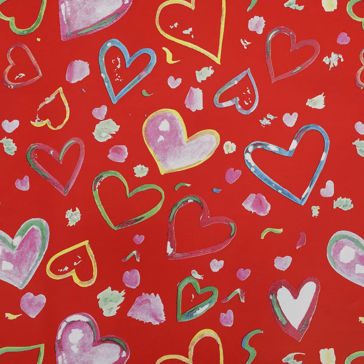 New DecoWoerner Nachhaltiges Geschenkpapier Bunte Herzen, , 50 Cm X 50 M rot