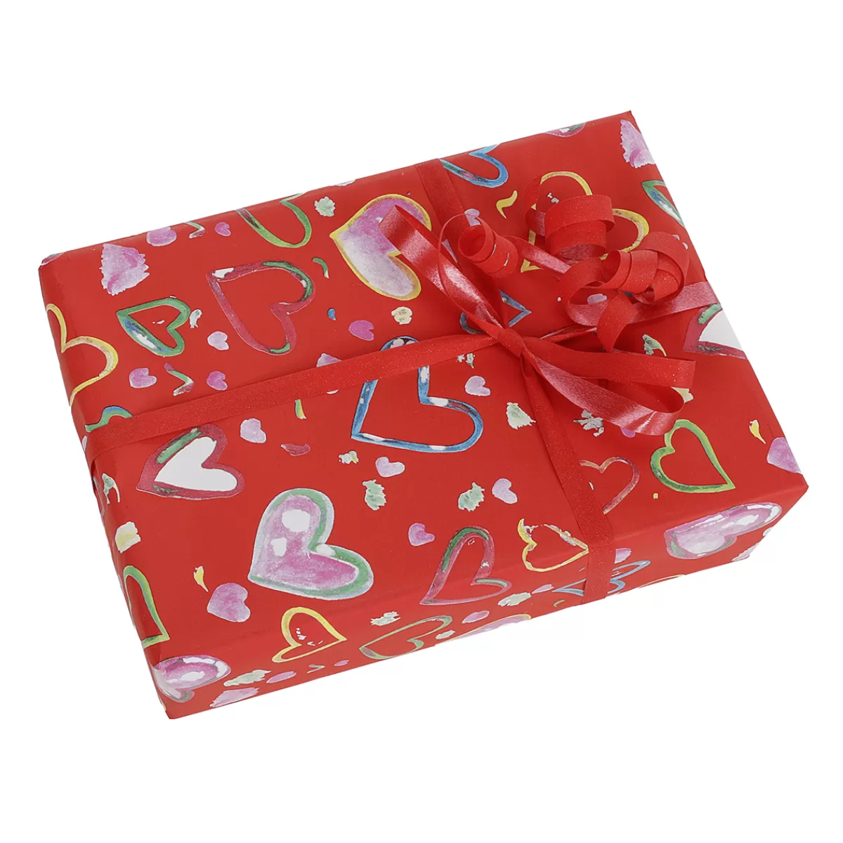 New DecoWoerner Nachhaltiges Geschenkpapier Bunte Herzen, , 50 Cm X 50 M rot