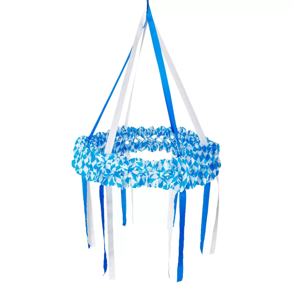 Flash Sale DecoWoerner Oktoberfest Deko-Kranz Mit 6 Bändern Weiß 75 Cm Ø X 120 Cm Hoch blau