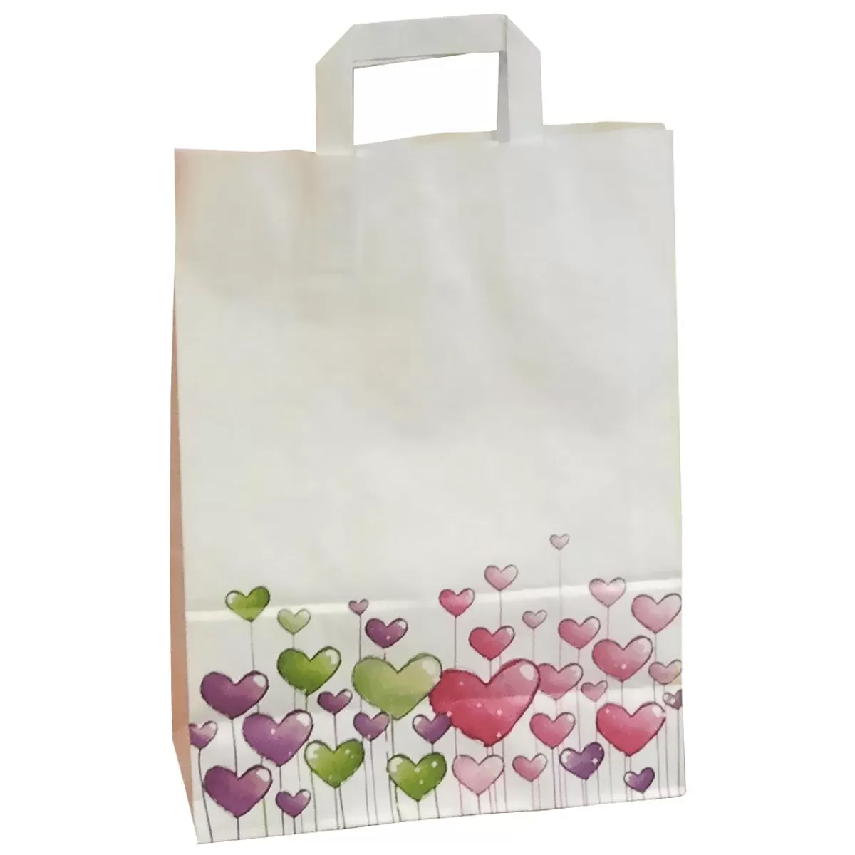 Hot DecoWoerner Papier Tragetasche Mit Bunten Herzen 35 X 26 X 12 Cm weiß