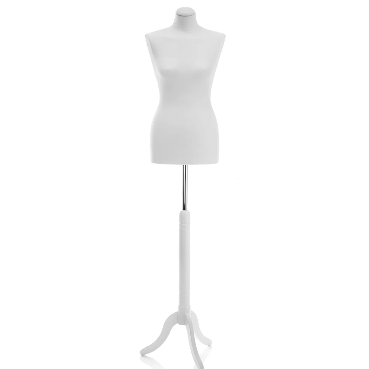 Outlet DecoWoerner Schneiderpuppe Weiblich Auf em Dreibeinständer 148 - 178 Cm Hoch weiß