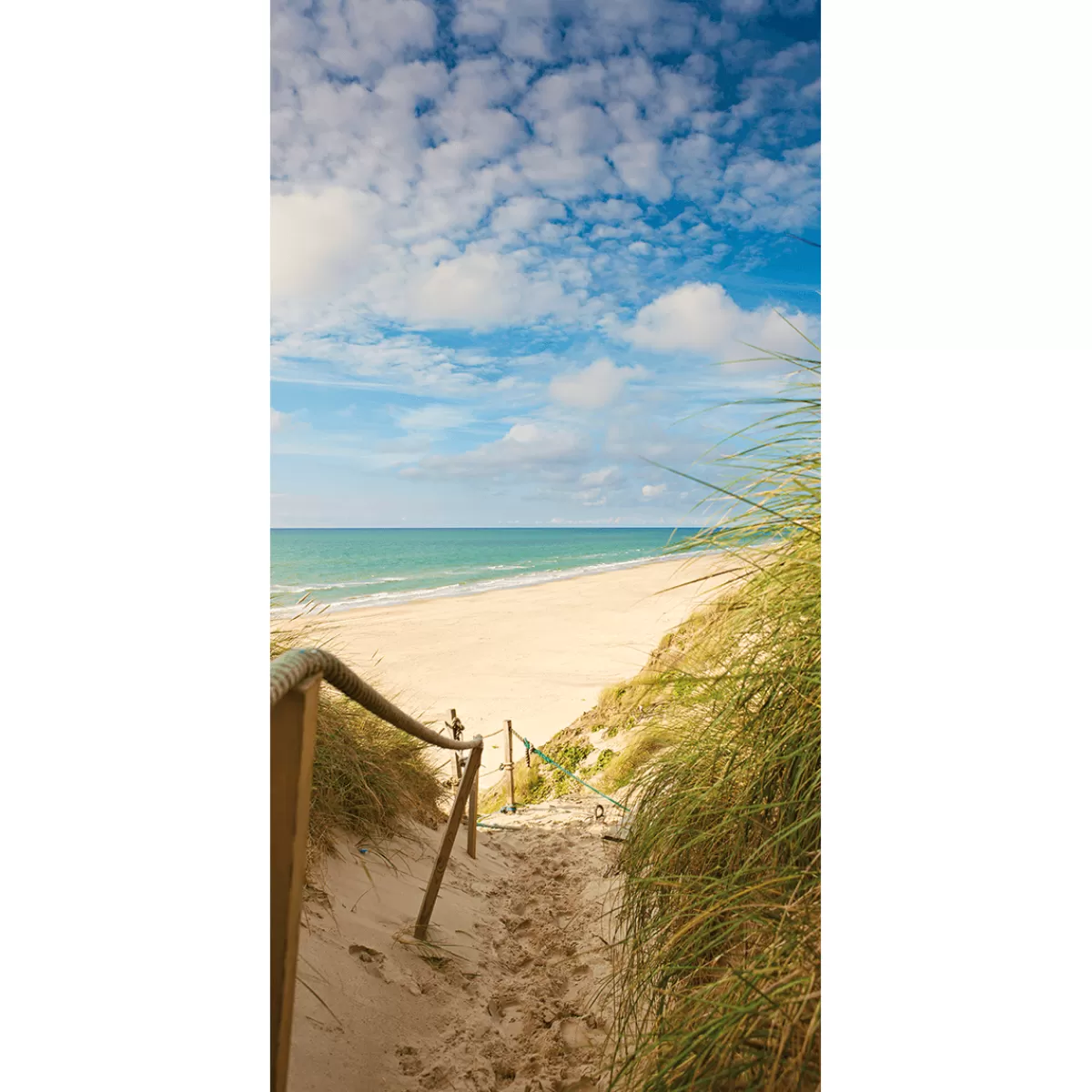 Online DecoWoerner Schwer Entflammbarer Stoffbanner „Dünenpfad Zum Strand“ Aus Fahnenstoff 100 X 200 Cm blau