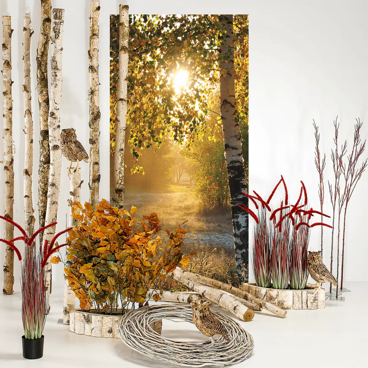 Online DecoWoerner Schwer Entflammbarer Stoffbanner "Herbstbirken" Aus Fahnenstoff 100 X 200 Cm gelb