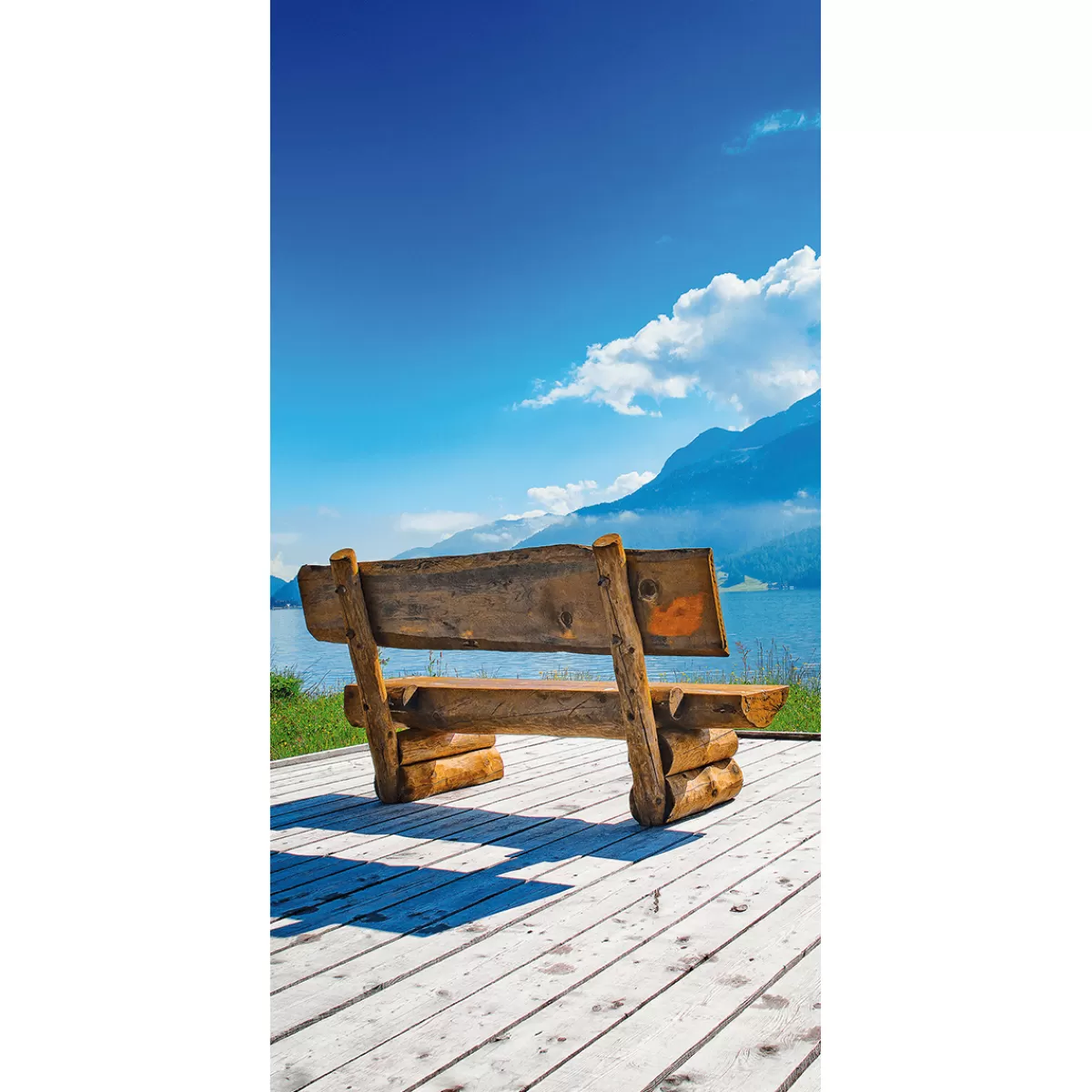 Clearance DecoWoerner Schwer Entflammbarer Stoffbanner „Holzbank Am See“ Aus Fahnenstoff 100 X 200 Cm braun
