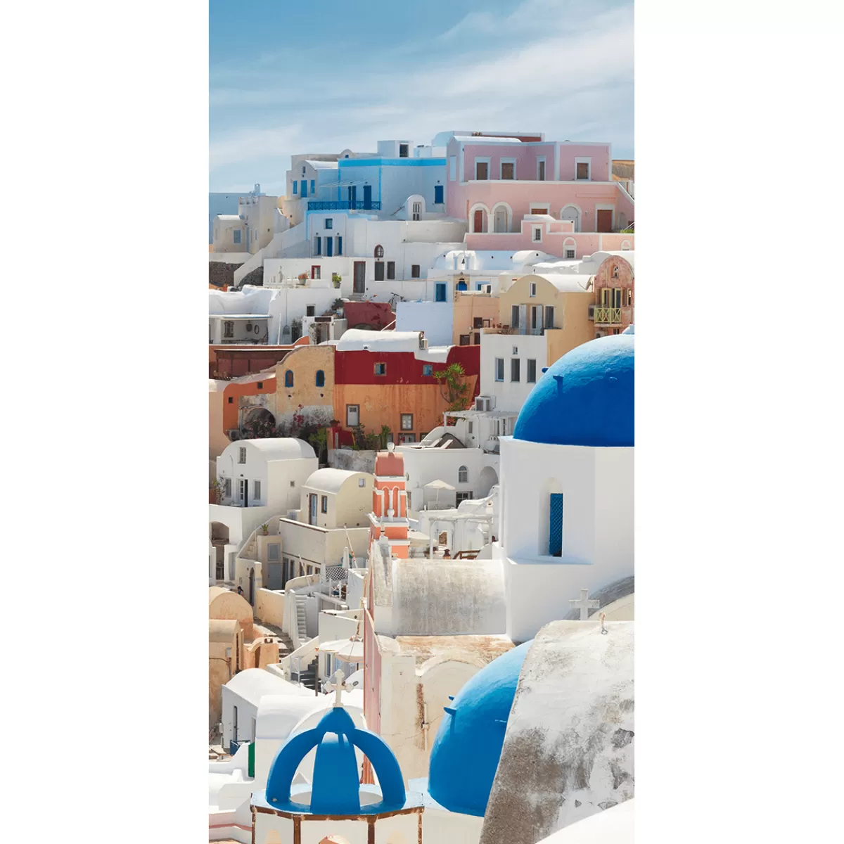 Discount DecoWoerner Schwer Entflammbarer Stoffbanner „Häuser Auf Santorini, Griechenland“ Aus Fahnenstoff 100 X 200 Cm weiß