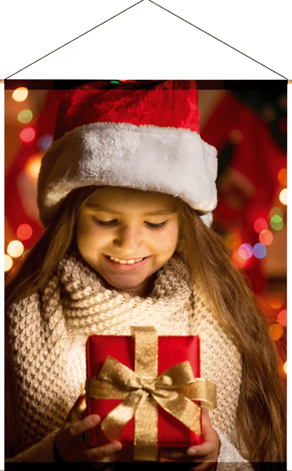 Outlet DecoWoerner Schwer Entflammbarer Stoffbanner "Mädchen Mit Weihnachtsgeschenk" Aus Fahnenstoff 100 X 140 Cm rot