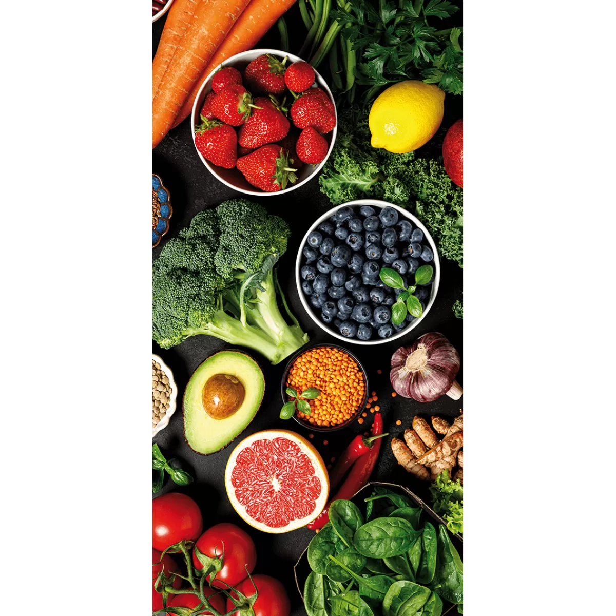 Flash Sale DecoWoerner Schwer Entflammbarer Stoffbanner „Obst & Gemüse“ Aus Fahnenstoff 100 X 200 Cm mehrfarbig
