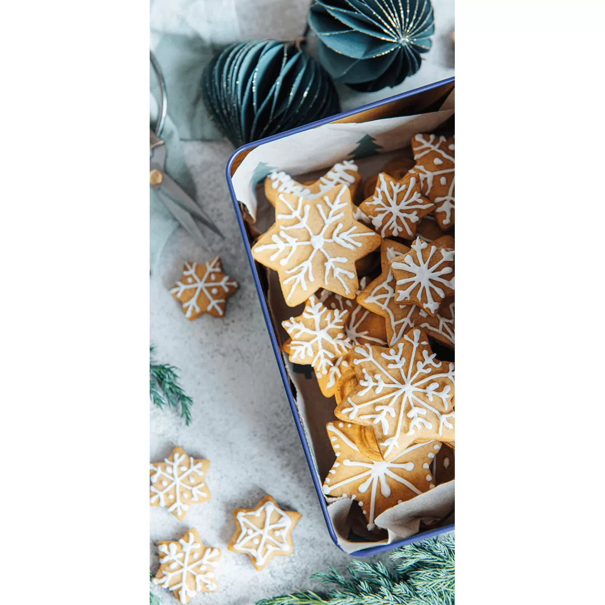 Online DecoWoerner Schwer Entflammbarer Stoffbanner "Plätzchendose Mit Schneeflockenkeksen" Aus Fahnenstoff 100 X 200 Cm Beige