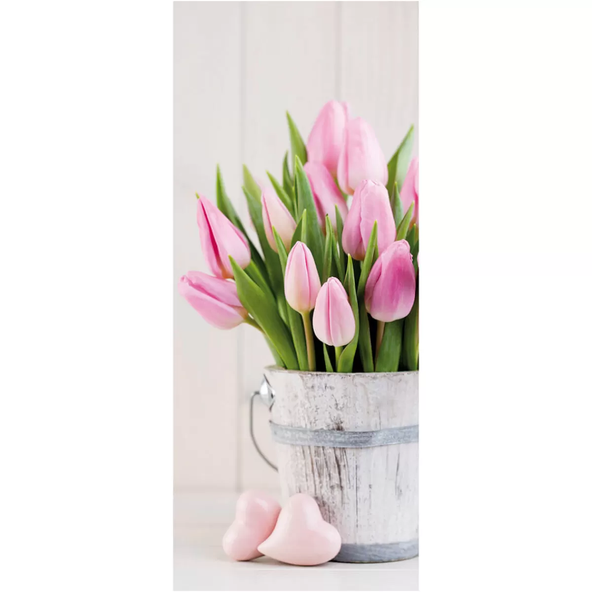Store DecoWoerner Schwer Entflammbarer Stoffbanner " Tulpenstrauß" Aus Fahnenstoff 75 X 180 Cm rosa