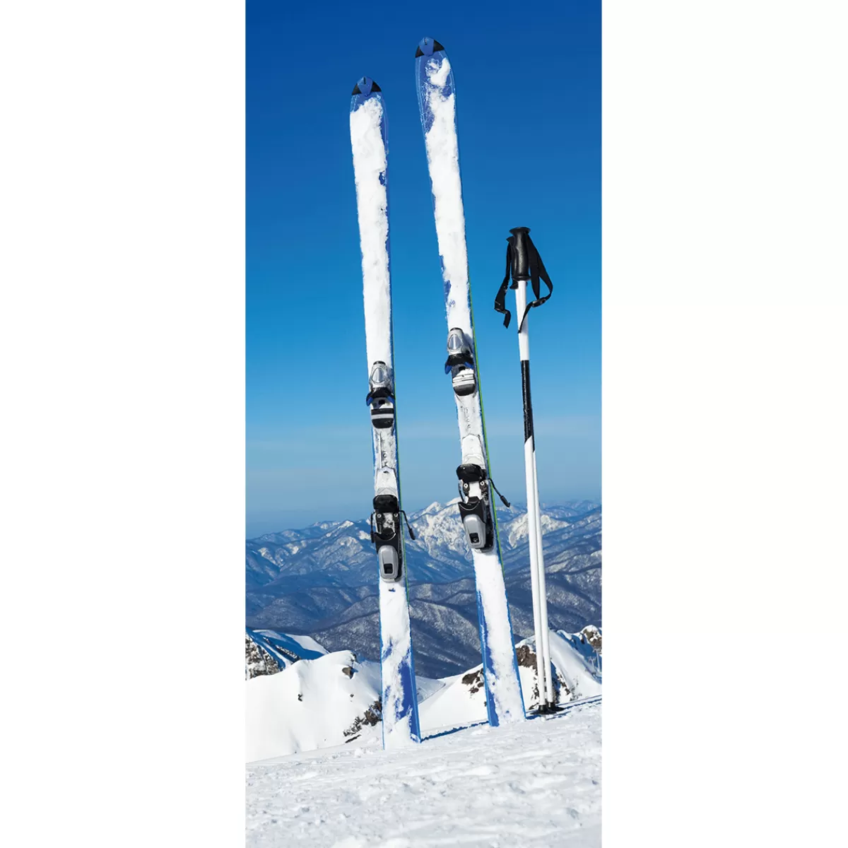 Hot DecoWoerner Schwer Entflammbarer Stoffbanner "Ski Im Schnee" Aus Fahnenstoff 75 X 180 Cm weiß