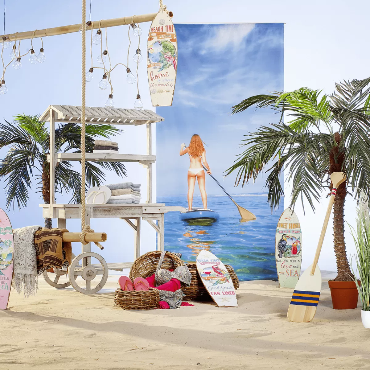 Discount DecoWoerner Schwer Entflammbarer Stoffbanner "Stand-Up Paddle" Aus Fahnenstoff 100 X 200 Cm blau