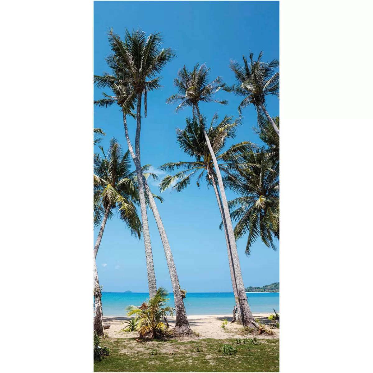 Sale DecoWoerner Schwer Entflammbarer Stoffbanner "tropischer Palmenstrand" Aus Fahnenstoff 100 X 200 Cm blau