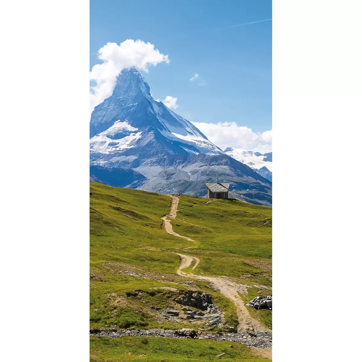 Cheap DecoWoerner Schwer Entflammbarer Stoffbanner „Wanderweg Mit Blick Aufs Matterhorn“ Aus Fahnenstoff 100 X 200 Cm grün