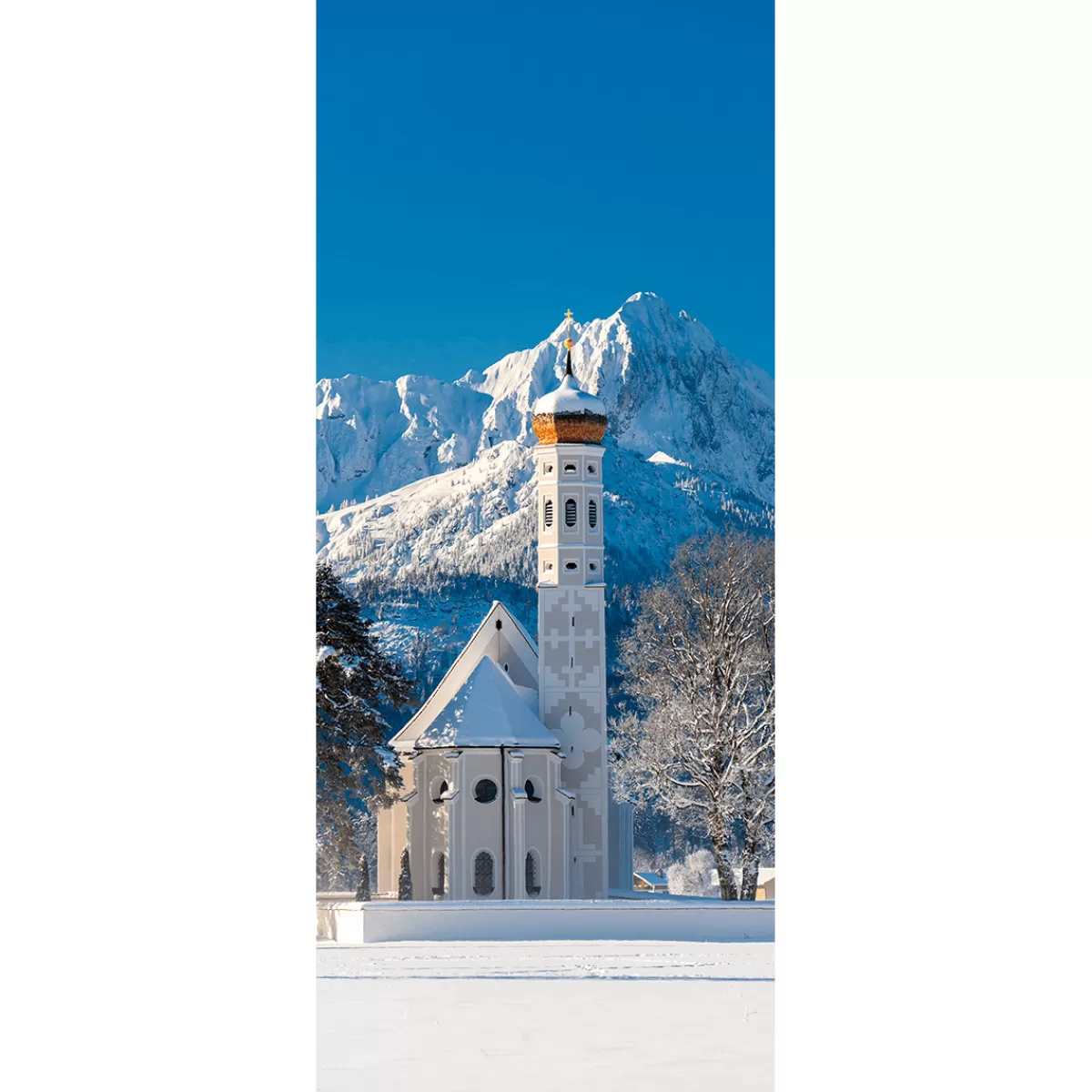 Best DecoWoerner Schwer Entflammbarer Stoffbanner "Winterkirche" Aus Fahnenstoff 75 X 180 Cm weiß