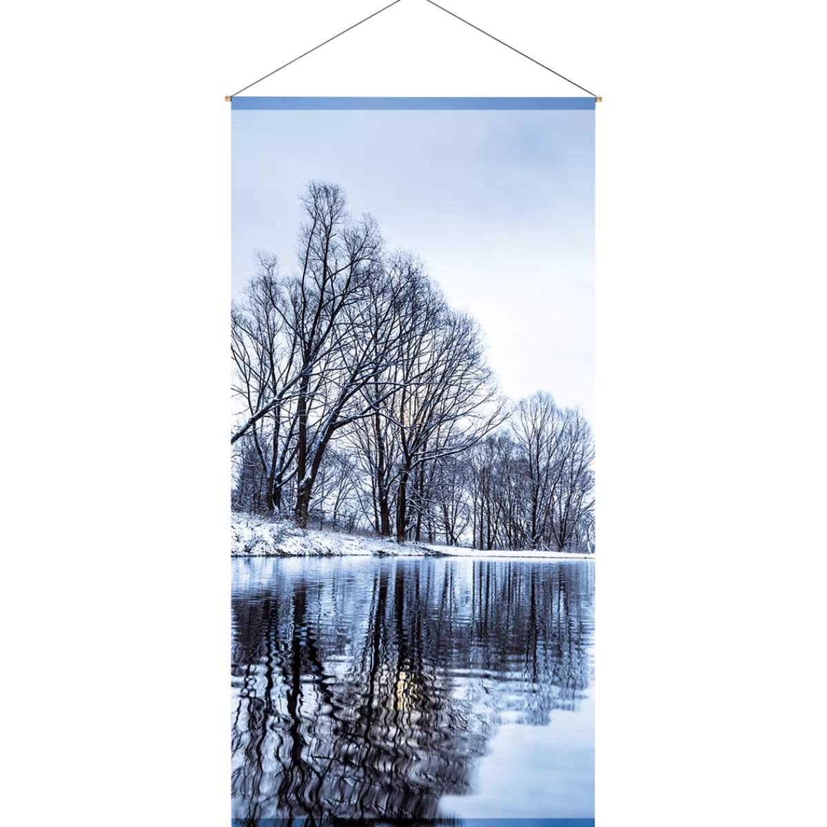 New DecoWoerner Schwer Entflammbarer Stoffbanner "Wintersee" Aus Fahnenstoff 100 X 200 Cm blau