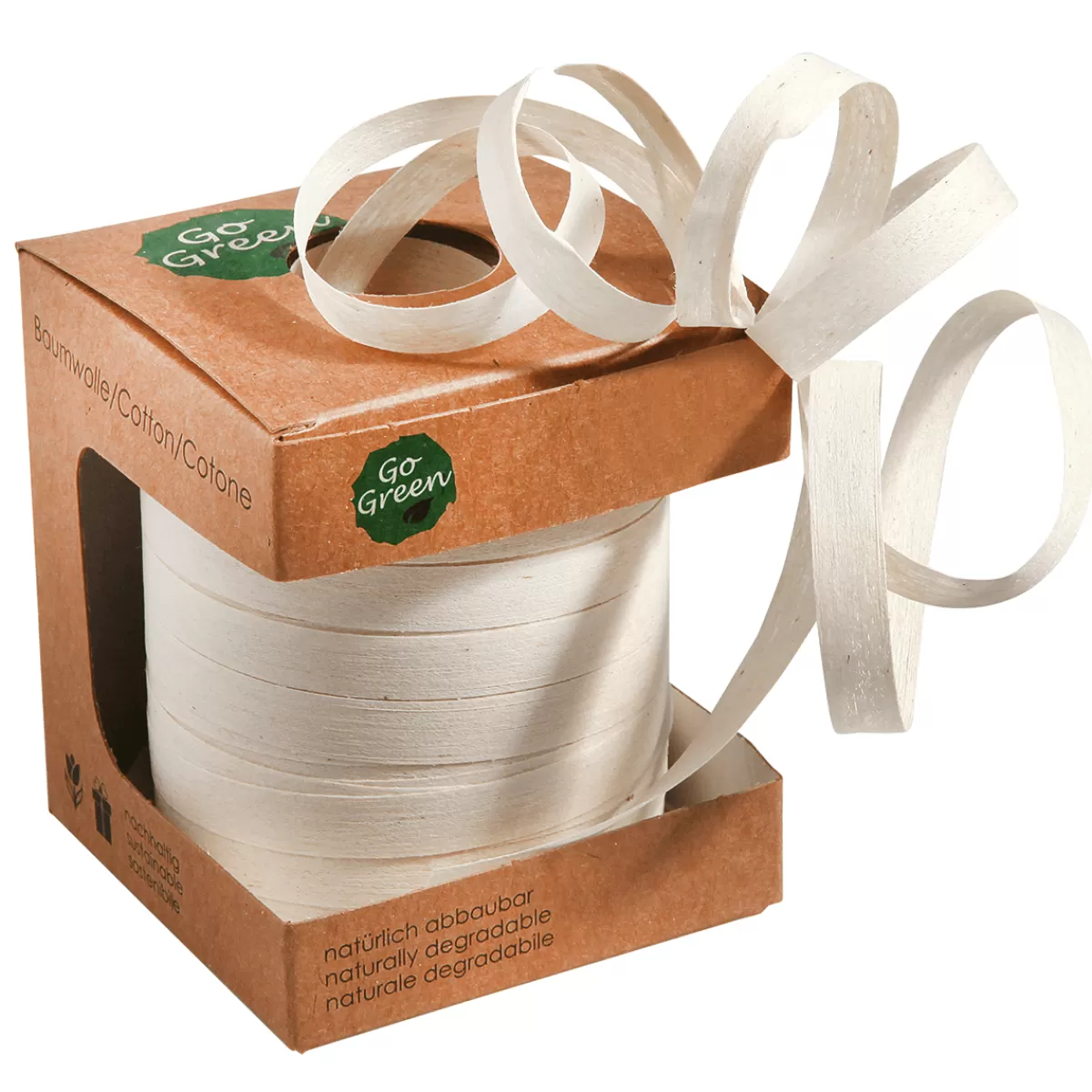 Discount DecoWoerner Umweltfreundliches Ringelband Aus Abbaubarem Material 10 Mm 100 M Creme weiß