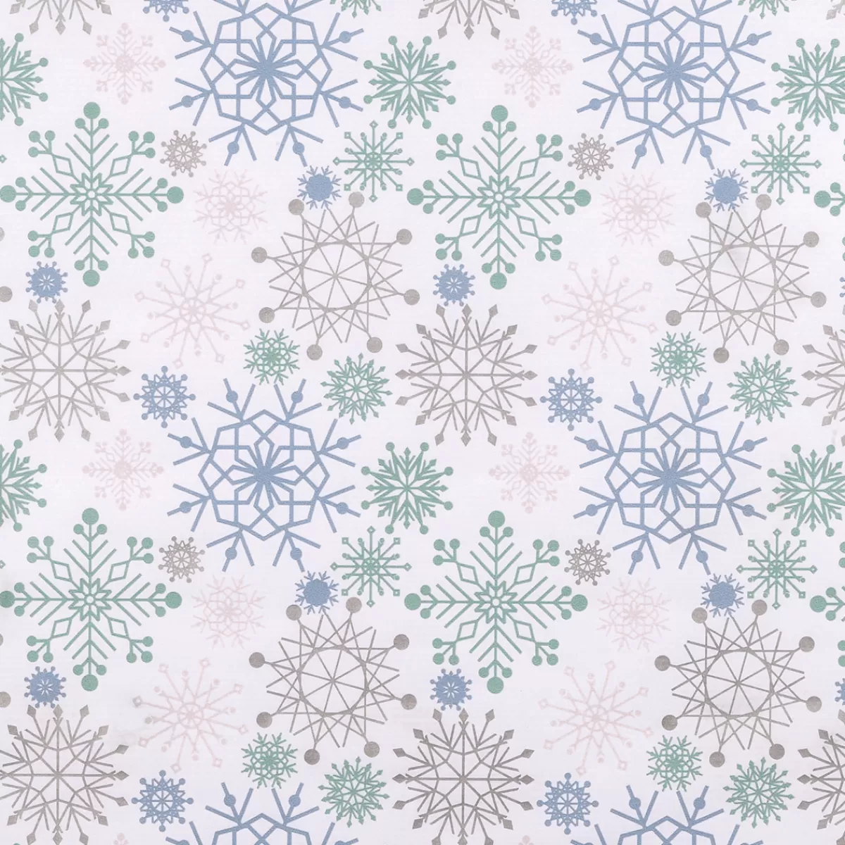 Clearance DecoWoerner es Kraftpapier Mit Schneeflocken In Hellblau, Rosa, Silber & Mint – 50 M Geschenkpapier-Rolle weiß