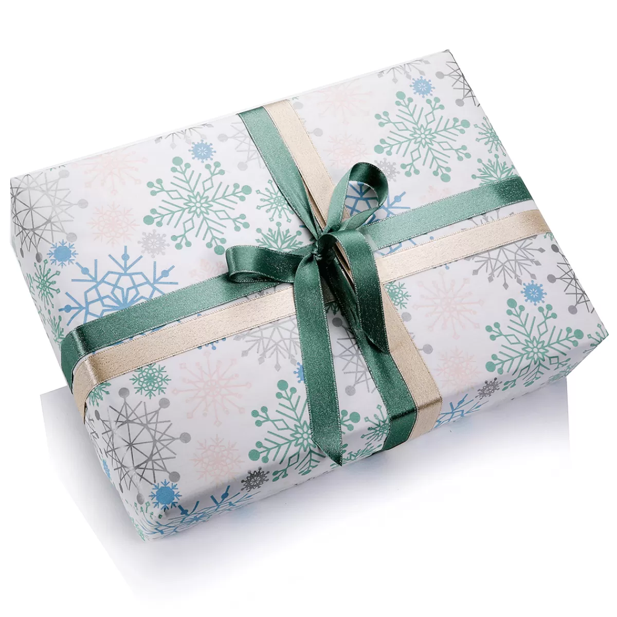 Clearance DecoWoerner es Kraftpapier Mit Schneeflocken In Hellblau, Rosa, Silber & Mint – 50 M Geschenkpapier-Rolle weiß