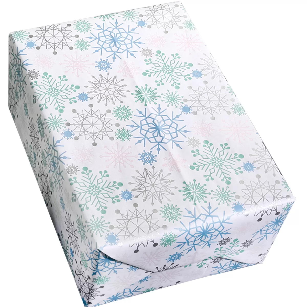 Clearance DecoWoerner es Kraftpapier Mit Schneeflocken In Hellblau, Rosa, Silber & Mint – 50 M Geschenkpapier-Rolle weiß