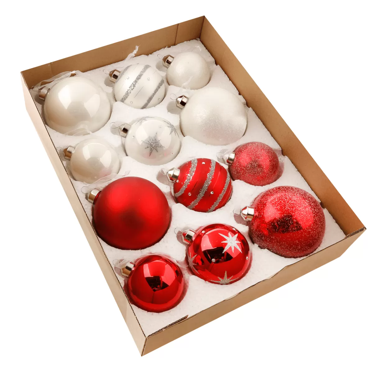 Outlet DecoWoerner Weihnachtskugel-Set Aus Glas 7 - 10 Cm Ø Karton à 12 Stk. rot